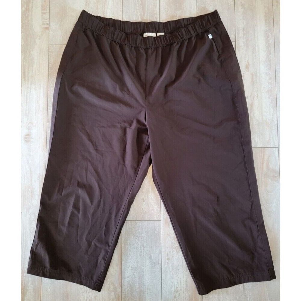 Chico's Zenergy 3 Brown Capri‎ Pants Trousers Pull On Nylon Feel Rear Pckts XL